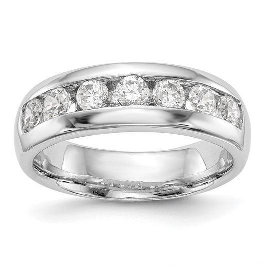 1.25ct. CZ Solid Real 14K White Gold 7-Stone Channel Wedding Band Ring