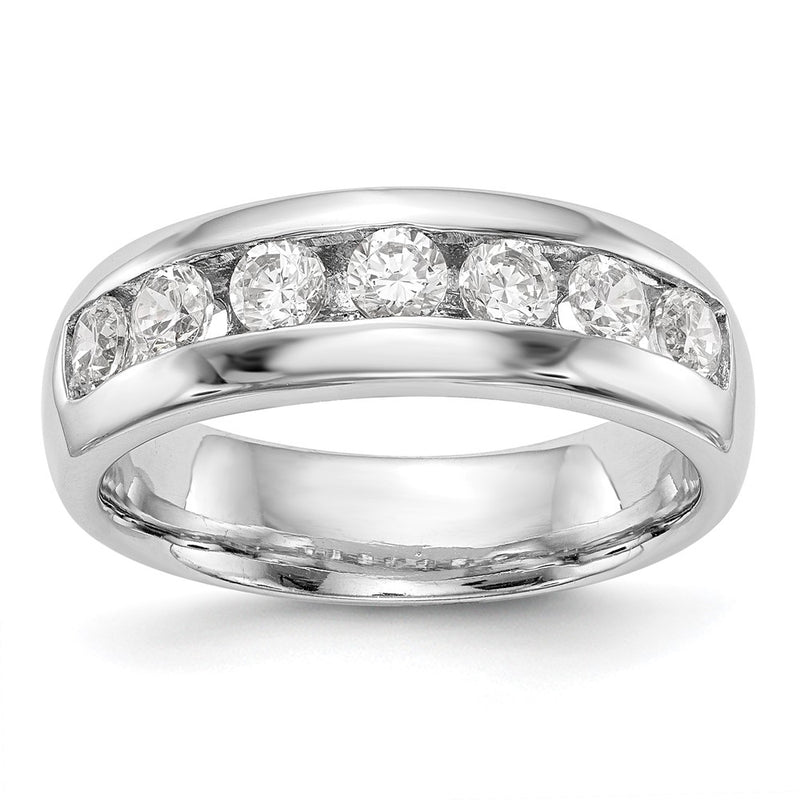 14K White Gold 7-Stone Real Diamond Channel Band