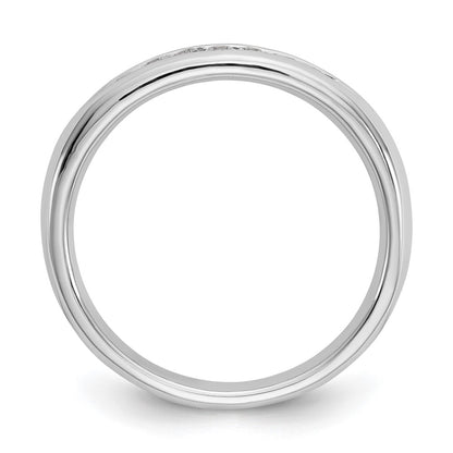 0.14ct. CZ Solid Real 14K White Gold 7-Stone Channel Wedding Band Ring