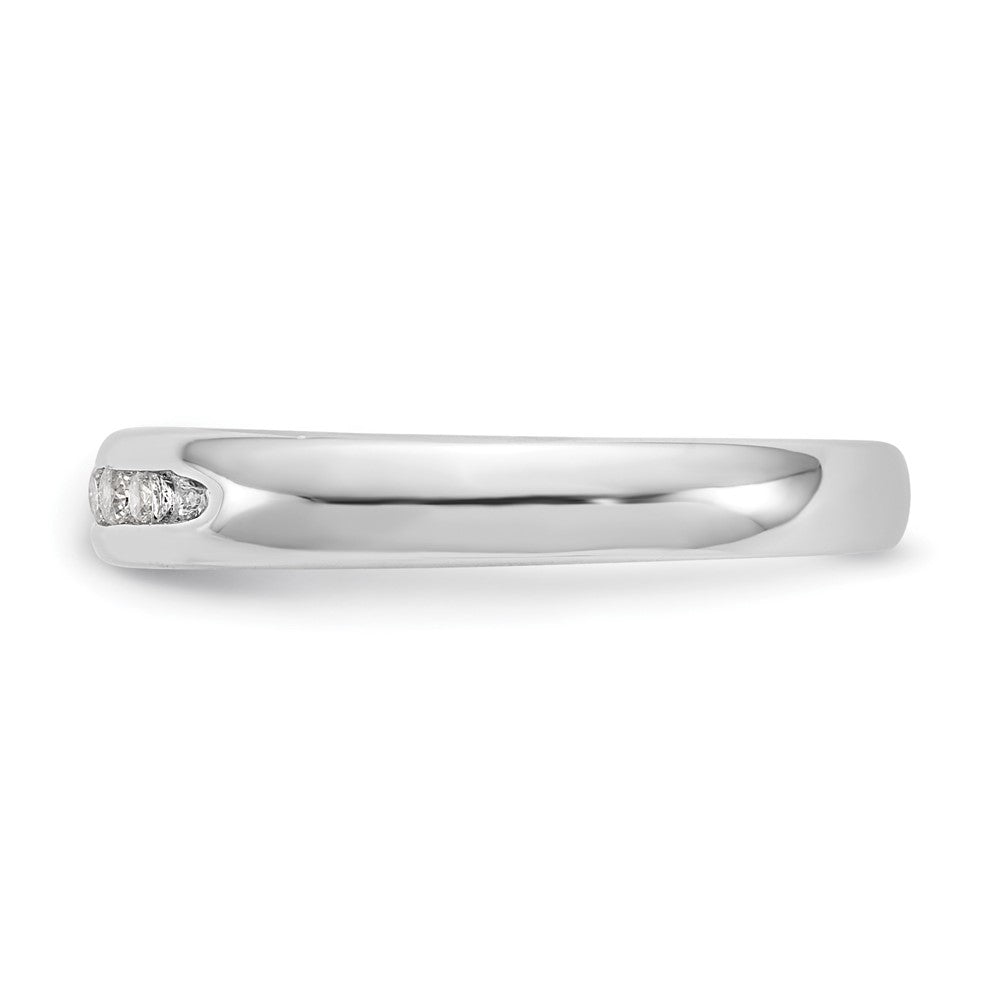 0.14ct. CZ Solid Real 14K White Gold 7-Stone Channel Wedding Band Ring