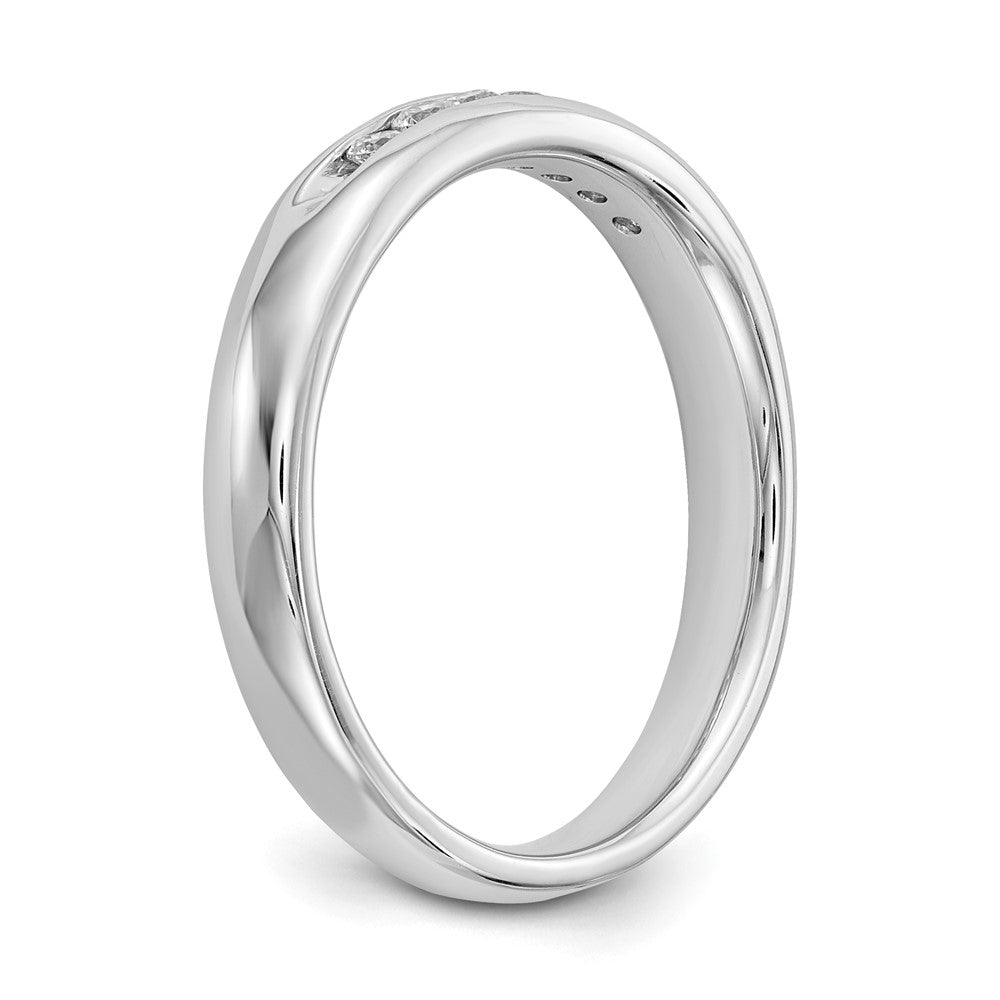 0.14ct. CZ Solid Real 14K White Gold 7-Stone Channel Wedding Band Ring