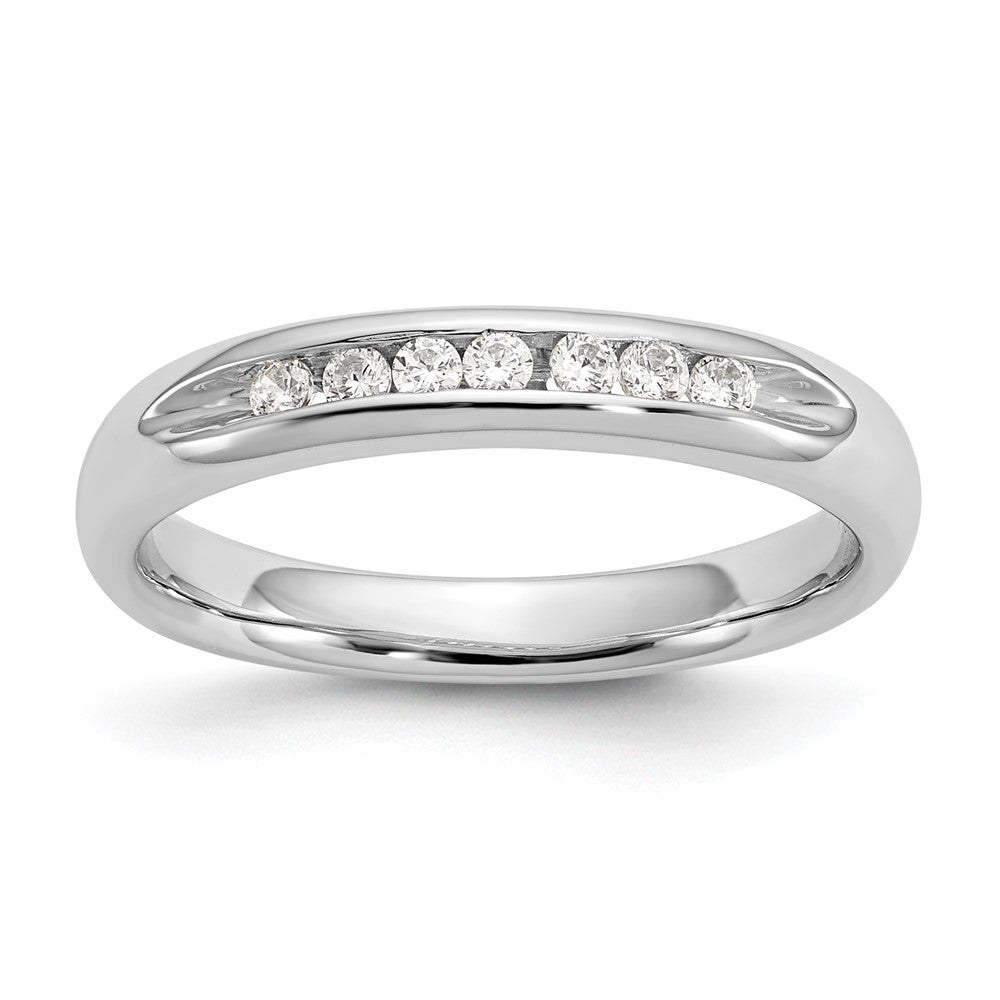 0.14ct. CZ Solid Real 14K White Gold 7-Stone Channel Wedding Band Ring
