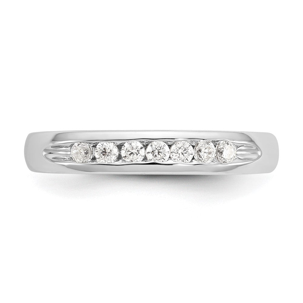 0.20ct. CZ Solid Real 14K White Gold 7-Stone Channel Wedding Band Ring