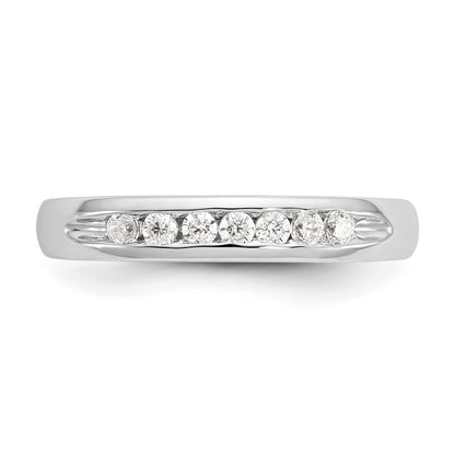 0.20ct. CZ Solid Real 14K White Gold 7-Stone Channel Wedding Band Ring