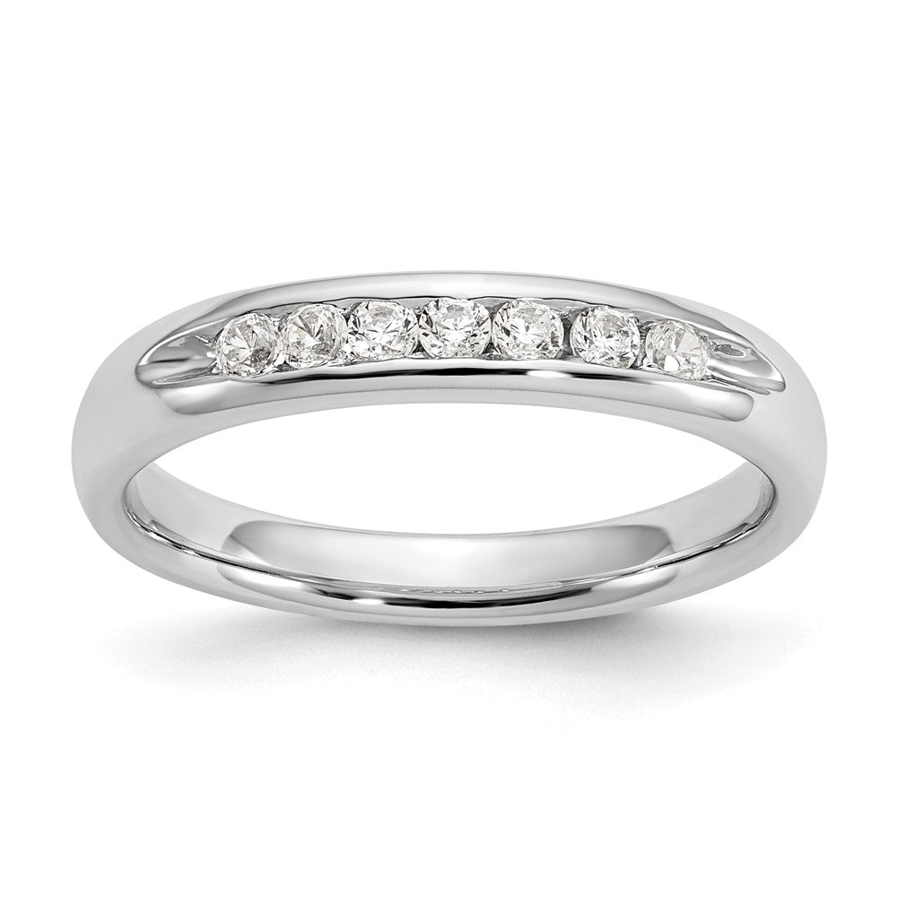 0.20ct. CZ Solid Real 14K White Gold 7-Stone Channel Wedding Band Ring