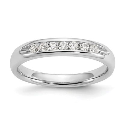 0.20ct. CZ Solid Real 14K White Gold 7-Stone Channel Wedding Band Ring