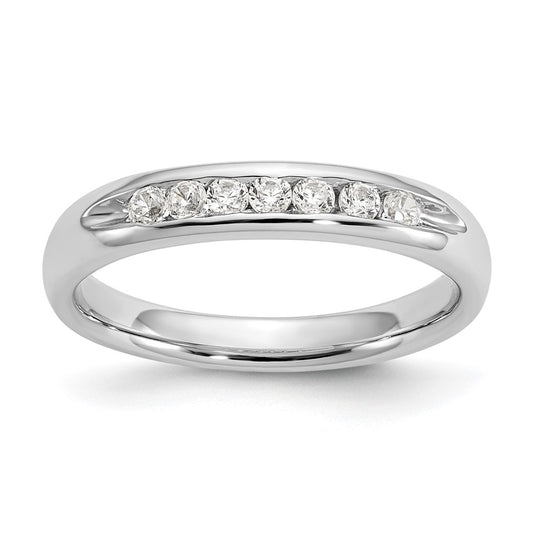 0.20ct. CZ Solid Real 14K White Gold 7-Stone Channel Wedding Band Ring
