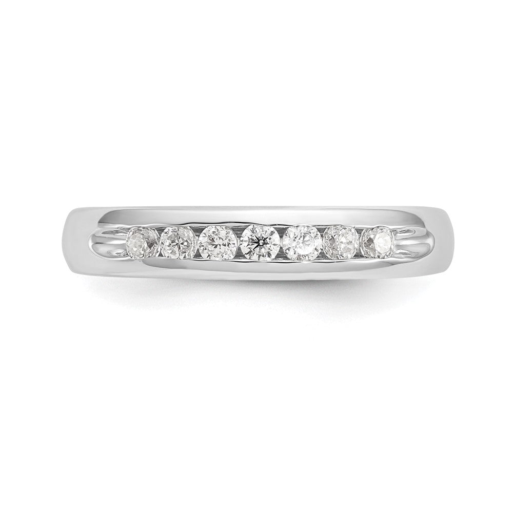 0.27ct. CZ Solid Real 14K White Gold 7-Stone Channel Wedding Band Ring