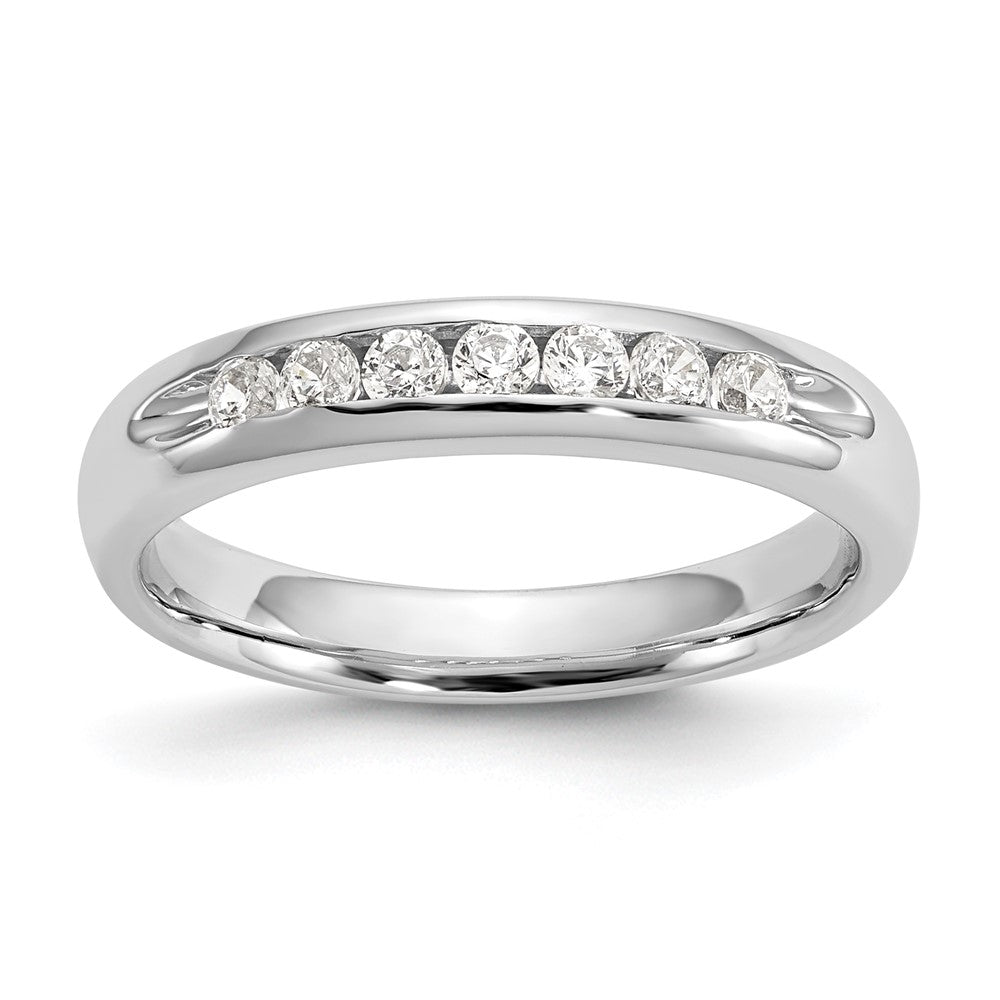0.27ct. CZ Solid Real 14K White Gold 7-Stone Channel Wedding Band Ring