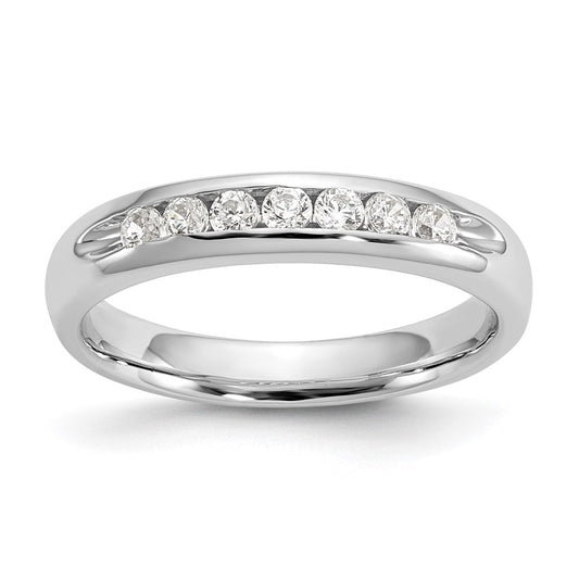 0.27ct. CZ Solid Real 14K White Gold 7-Stone Channel Wedding Band Ring