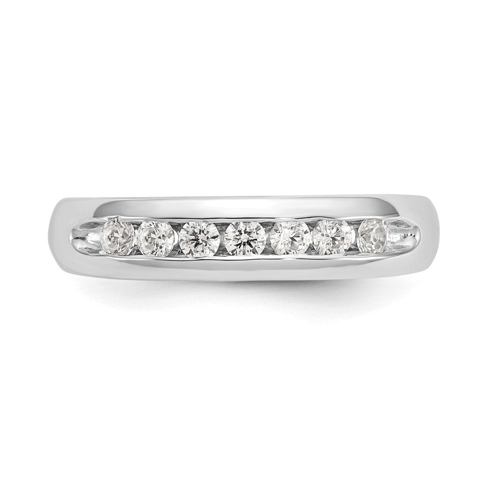 0.32ct. CZ Solid Real 14K White Gold 7-Stone Channel Wedding Band Ring