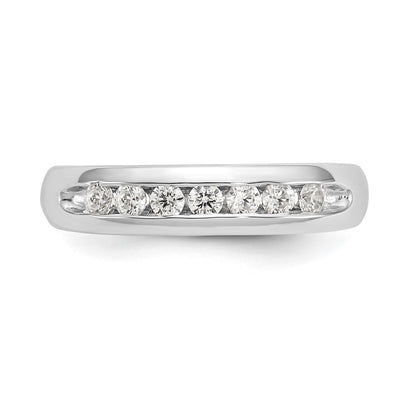 0.32ct. CZ Solid Real 14K White Gold 7-Stone Channel Wedding Band Ring