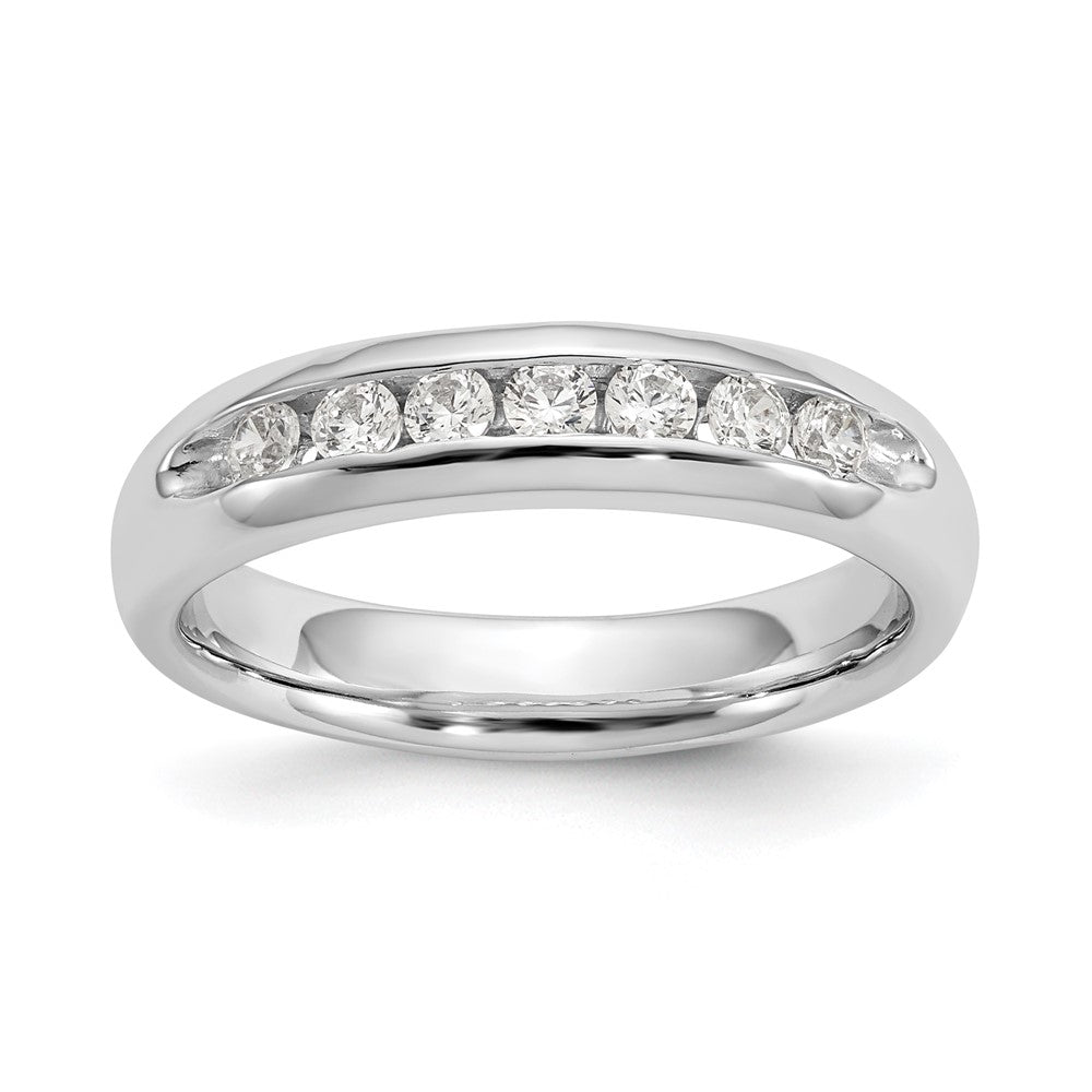 0.32ct. CZ Solid Real 14K White Gold 7-Stone Channel Wedding Band Ring