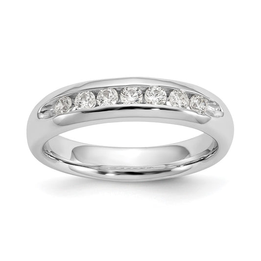 0.32ct. CZ Solid Real 14K White Gold 7-Stone Channel Wedding Band Ring