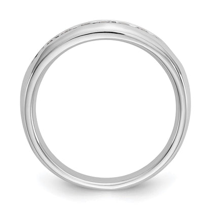 0.35ct. CZ Solid Real 14K White Gold 7-Stone Channel Wedding Band Ring