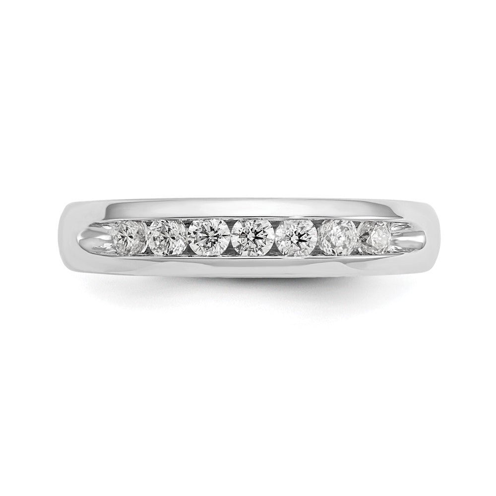 0.35ct. CZ Solid Real 14K White Gold 7-Stone Channel Wedding Band Ring