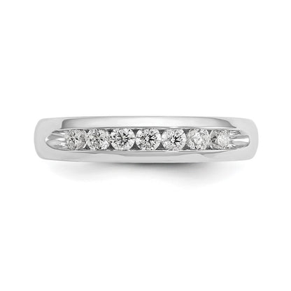 0.35ct. CZ Solid Real 14K White Gold 7-Stone Channel Wedding Band Ring