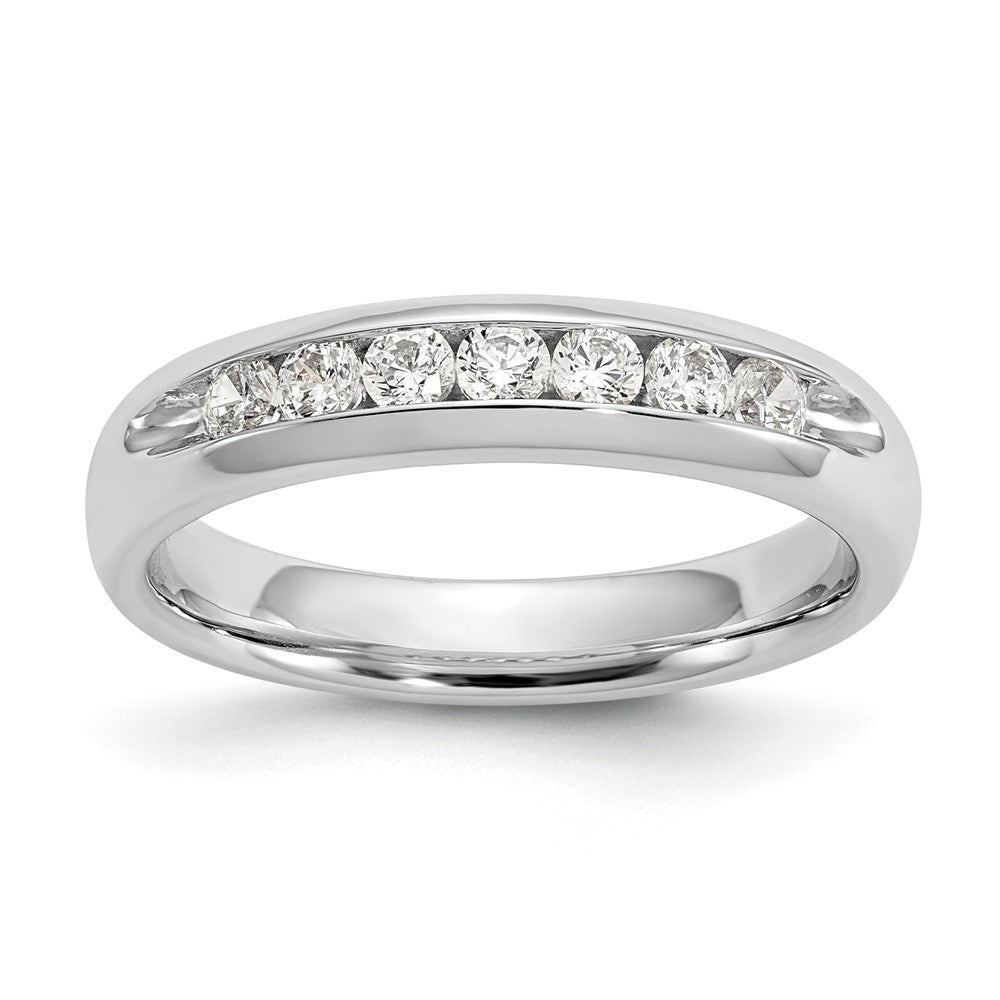 0.35ct. CZ Solid Real 14K White Gold 7-Stone Channel Wedding Band Ring