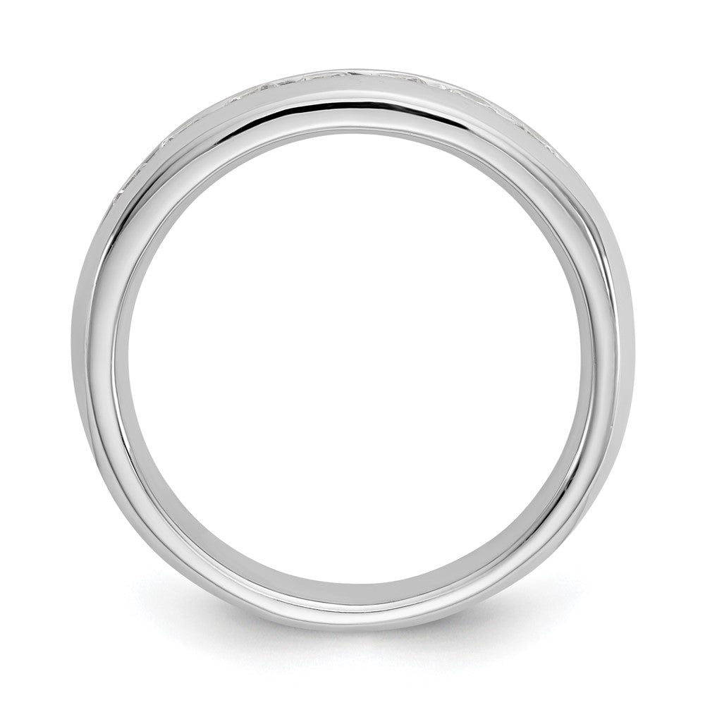 0.49ct. CZ Solid Real 14K White Gold 7-Stone Channel Wedding Band Ring