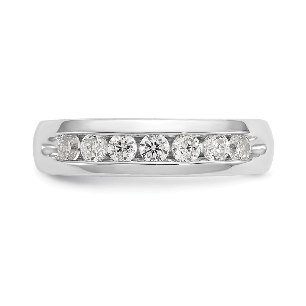 0.49ct. CZ Solid Real 14K White Gold 7-Stone Channel Wedding Band Ring