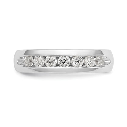 0.49ct. CZ Solid Real 14K White Gold 7-Stone Channel Wedding Band Ring