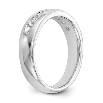0.49ct. CZ Solid Real 14K White Gold 7-Stone Channel Wedding Band Ring
