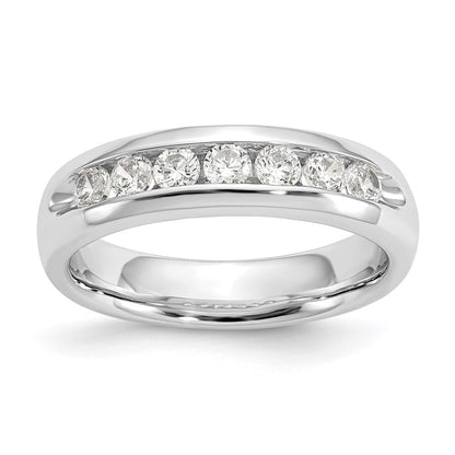 0.49ct. CZ Solid Real 14K White Gold 7-Stone Channel Wedding Band Ring