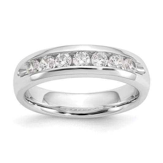 0.49ct. CZ Solid Real 14K White Gold 7-Stone Channel Wedding Band Ring