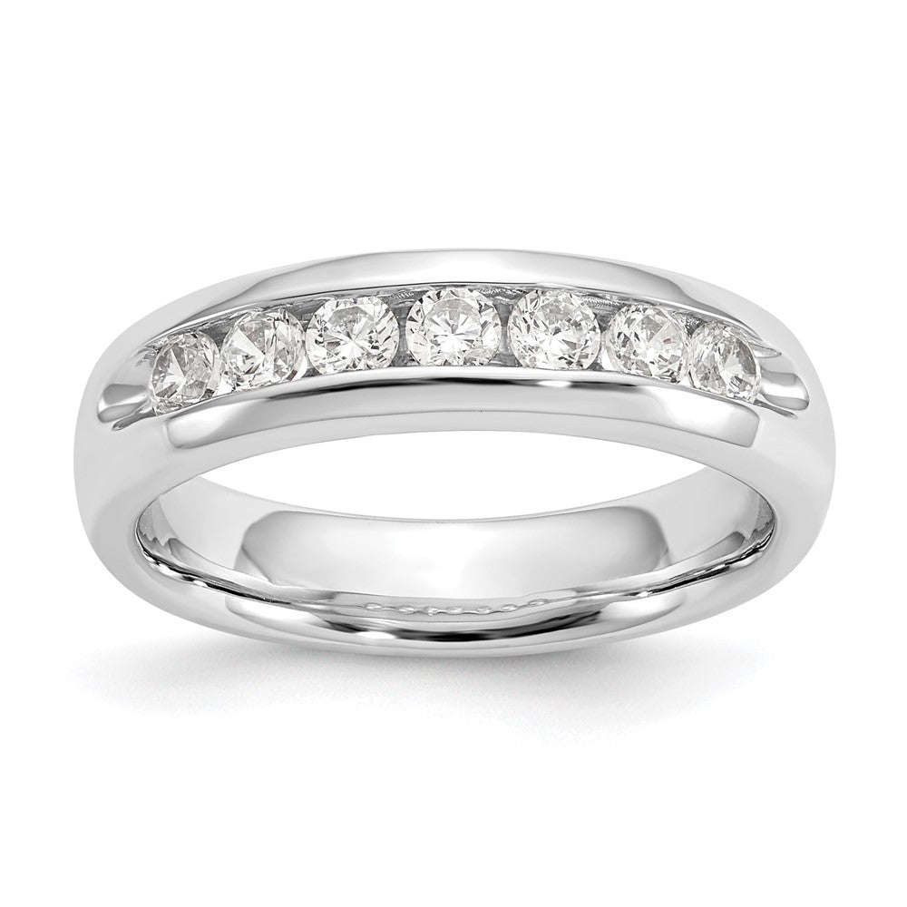 14K White Gold 7-Stone Real Diamond Channel Band