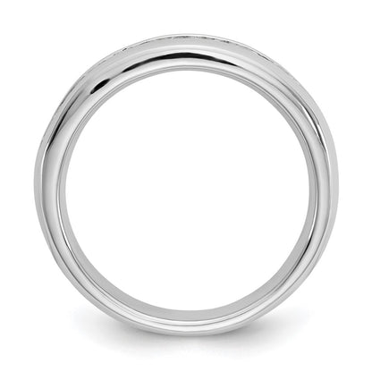 0.55ct. CZ Solid Real 14K White Gold 7-Stone Channel Wedding Band Ring