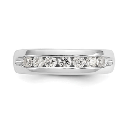0.55ct. CZ Solid Real 14K White Gold 7-Stone Channel Wedding Band Ring