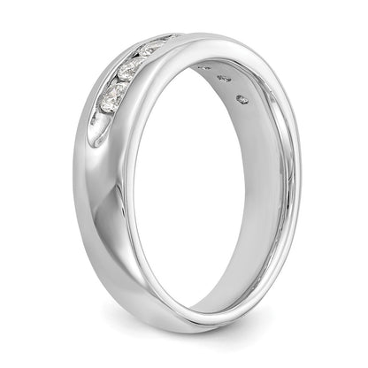 0.55ct. CZ Solid Real 14K White Gold 7-Stone Channel Wedding Band Ring