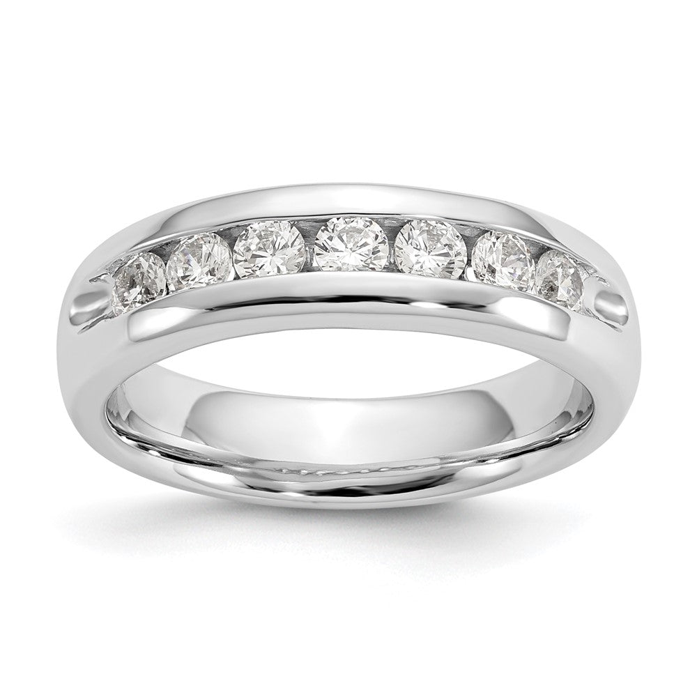 0.55ct. CZ Solid Real 14K White Gold 7-Stone Channel Wedding Band Ring