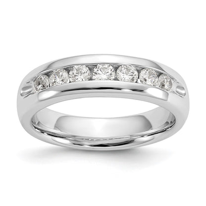 0.55ct. CZ Solid Real 14K White Gold 7-Stone Channel Wedding Band Ring