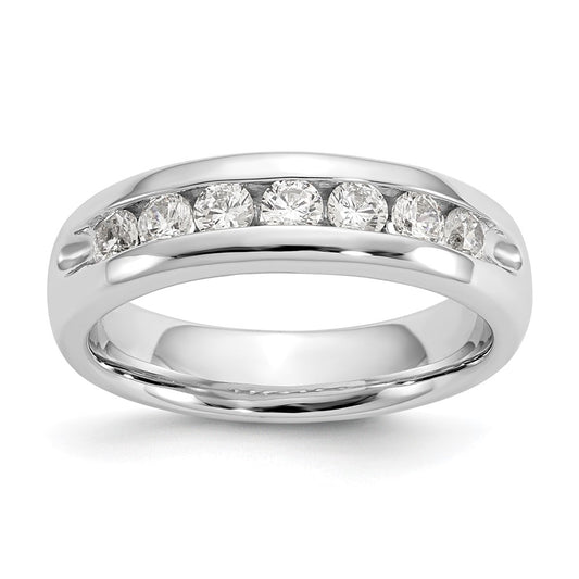 0.55ct. CZ Solid Real 14K White Gold 7-Stone Channel Wedding Band Ring