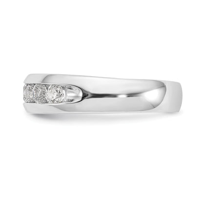 0.65ct. CZ Solid Real 14K White Gold 7-Stone Channel Wedding Band Ring