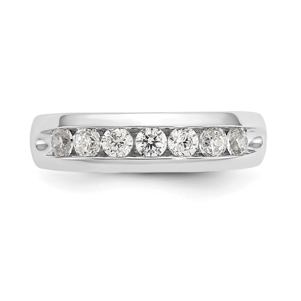 0.65ct. CZ Solid Real 14K White Gold 7-Stone Channel Wedding Band Ring