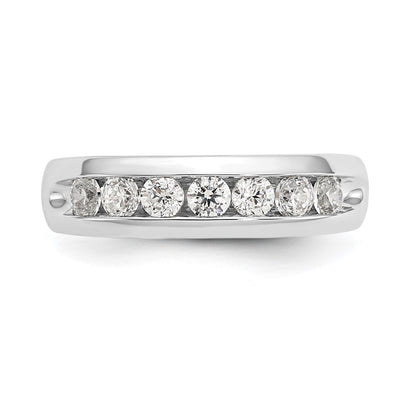 0.65ct. CZ Solid Real 14K White Gold 7-Stone Channel Wedding Band Ring