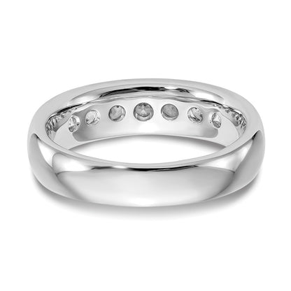 0.65ct. CZ Solid Real 14K White Gold 7-Stone Channel Wedding Band Ring