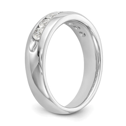 0.65ct. CZ Solid Real 14K White Gold 7-Stone Channel Wedding Band Ring