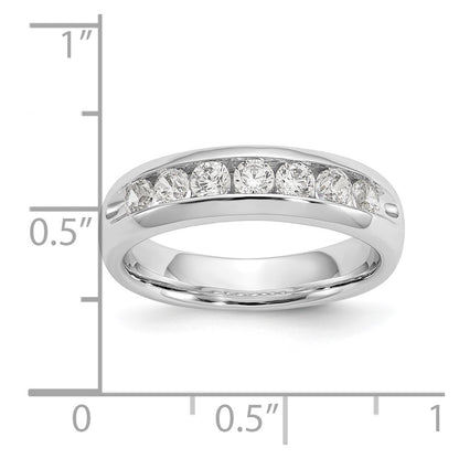 0.65ct. CZ Solid Real 14K White Gold 7-Stone Channel Wedding Band Ring