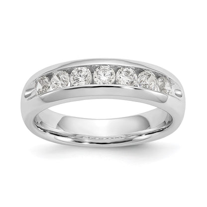 0.65ct. CZ Solid Real 14K White Gold 7-Stone Channel Wedding Band Ring
