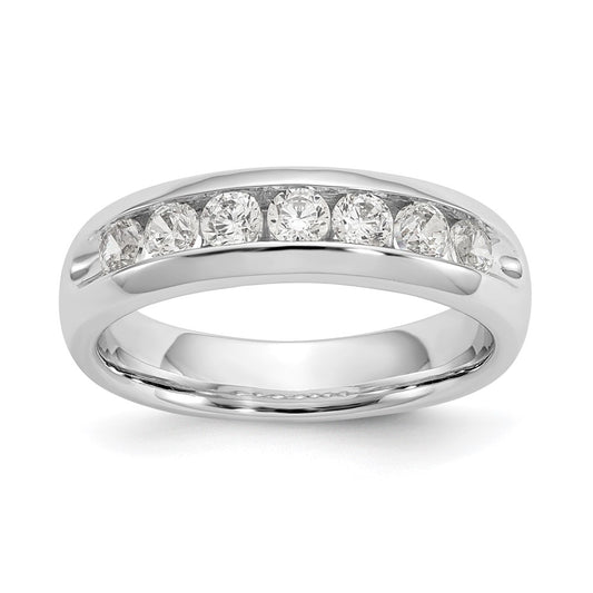 0.65ct. CZ Solid Real 14K White Gold 7-Stone Channel Wedding Band Ring