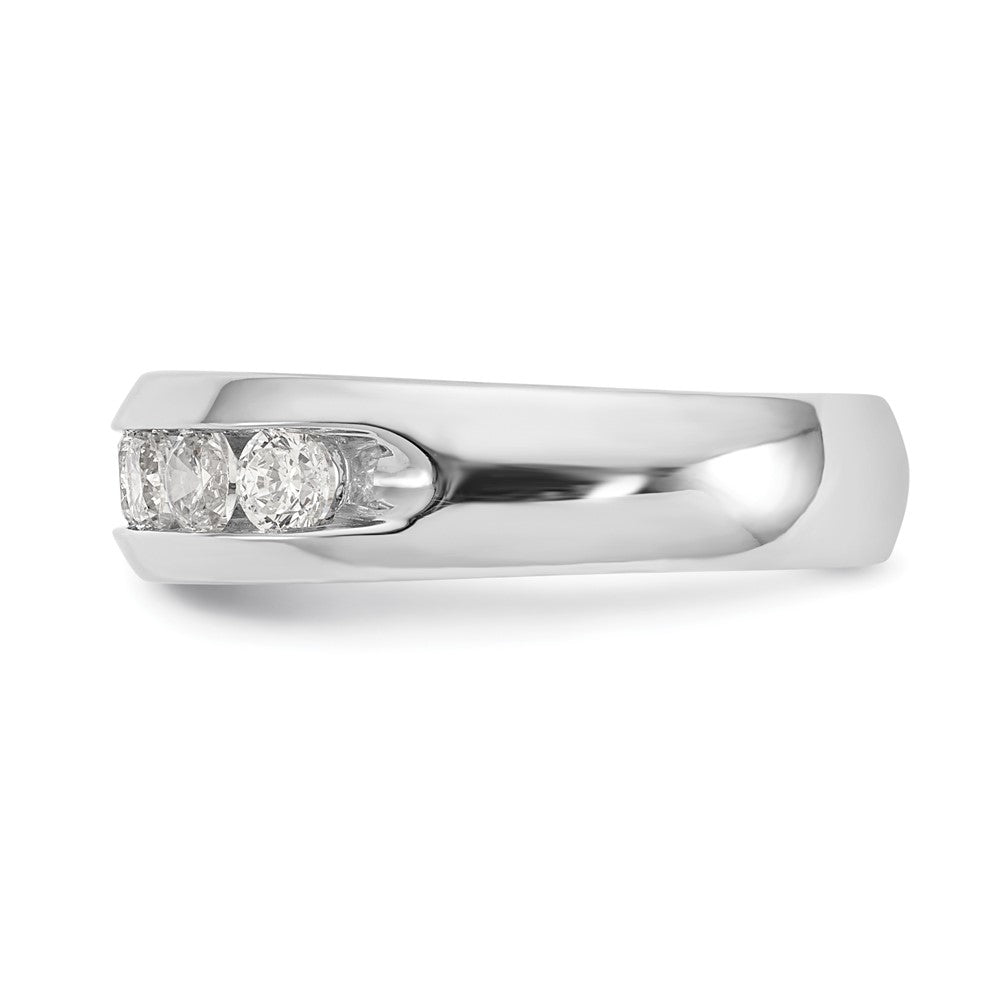 0.80ct. CZ Solid Real 14K White Gold 7-Stone Channel Wedding Band Ring