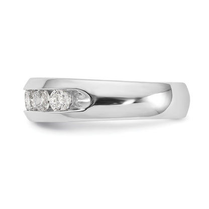 0.80ct. CZ Solid Real 14K White Gold 7-Stone Channel Wedding Band Ring