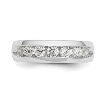 0.80ct. CZ Solid Real 14K White Gold 7-Stone Channel Wedding Band Ring