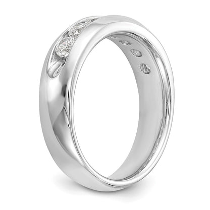 0.80ct. CZ Solid Real 14K White Gold 7-Stone Channel Wedding Band Ring