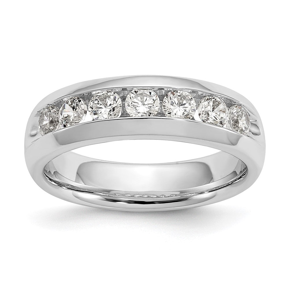 0.80ct. CZ Solid Real 14K White Gold 7-Stone Channel Wedding Band Ring