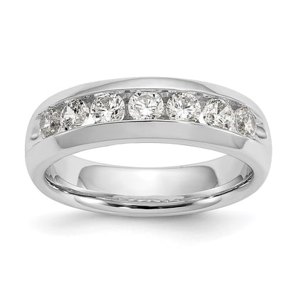 0.80ct. CZ Solid Real 14K White Gold 7-Stone Channel Wedding Band Ring