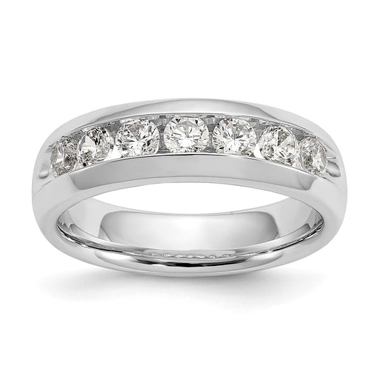 0.80ct. CZ Solid Real 14K White Gold 7-Stone Channel Wedding Band Ring